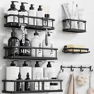 Adhesive Kitchen & Bathroom Caddy Set, 6-Pack