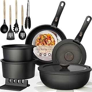 Ceramic Cookware Set with Detachable Handles, 21-Piece